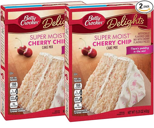 Betty Crocker Super Moist Cake Mix-Cherry Chip-15.25 Oz,2 Pack