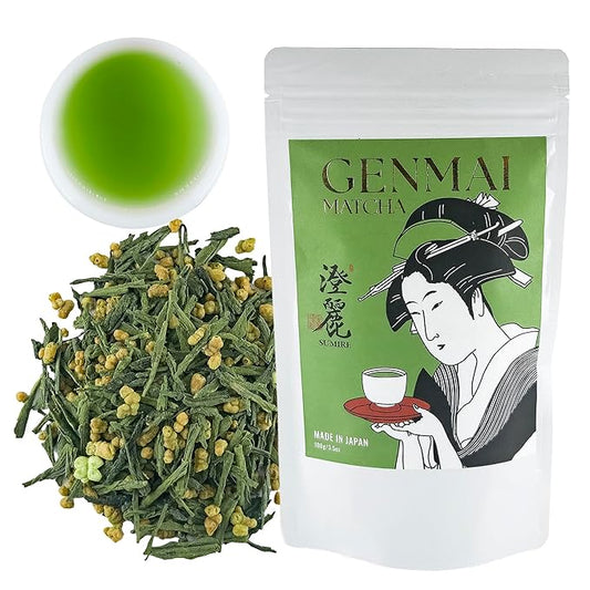SUMIRE Japanese Genmaicha Brown Rice Green Tea, matcha Blend, Nutty Flavor