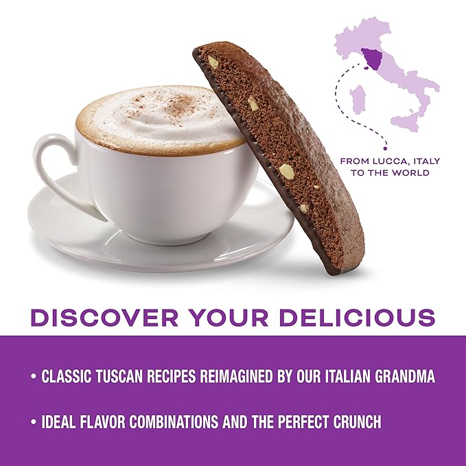 Nonni's Dark Chocolate Almond Biscotti Italian Cookies - 2 Boxes Dark Chocolate Cookies - Biscotti Individually Wrapped Cookies - Italian Biscotti Cookies w/Bittersweet Chocolate & Almonds - 6.88 oz