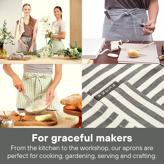 MEEMA Waist Apron with 3 Pockets | Waitress Apron | Waitress Apron with Pockets | Half Aprons With Pockets | Server Aprons Women