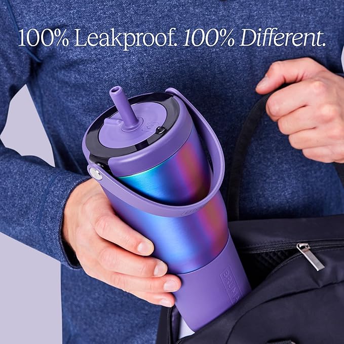 BrüMate Resa 35oz 100% Leakproof Travel Tumbler w/Handle & Straw | Flexible SoftSip Straw | Silicone Sleeve for Durability | Stainless Steel | Cup Holder & Travel Friendly Water Bottle (Lilac Dusk)