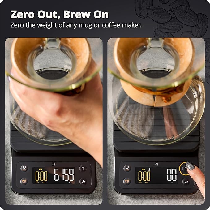 Greater Goods 0.1g Precision Coffee Scale with Timer – 3kg Digital Scale for Pour-Over, Espresso, French Press, Kitchen Use (Onyx Black)