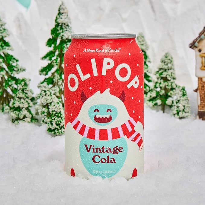 OLIPOP Prebiotic Soda Pop, Vintage Cola, Pantry Pack Packed with Prebiotics, Fiber, and Botanicals, Gluten Free, Vegan, GMO Free, 12oz (12-Cans)