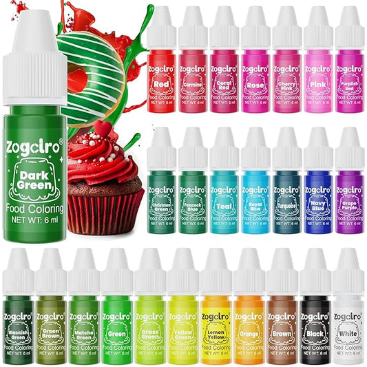 Food Coloring Liquid - 26 Vibrant Colors Food Dye, Tasteless Concentrated Food Coloring for Icing, Cake Decorating, Baking, Fondant, Baking supplies Supplies - 0.25 Fl. oz