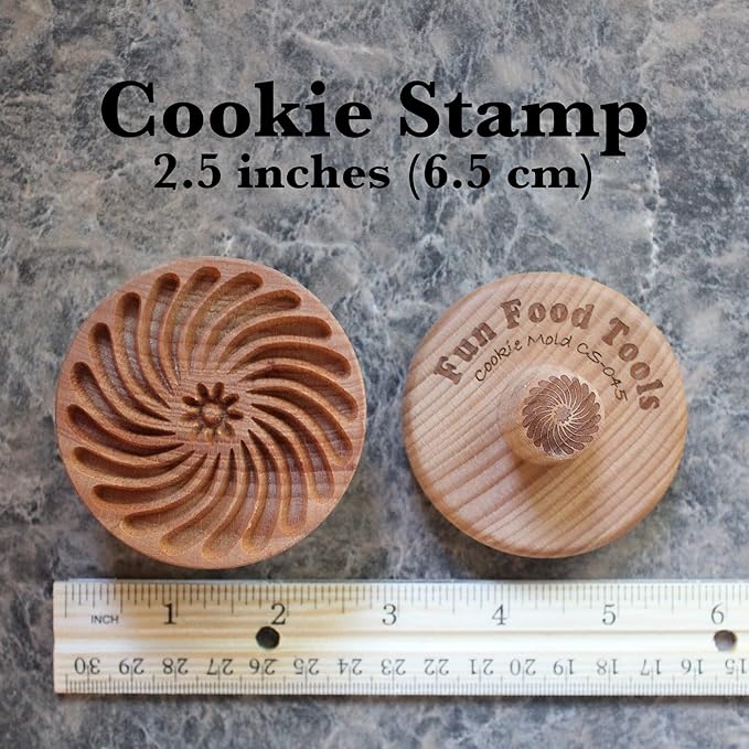 Wood Cookie Stamp, 2.5 Inch (Pinwheel Flower CS-045)
