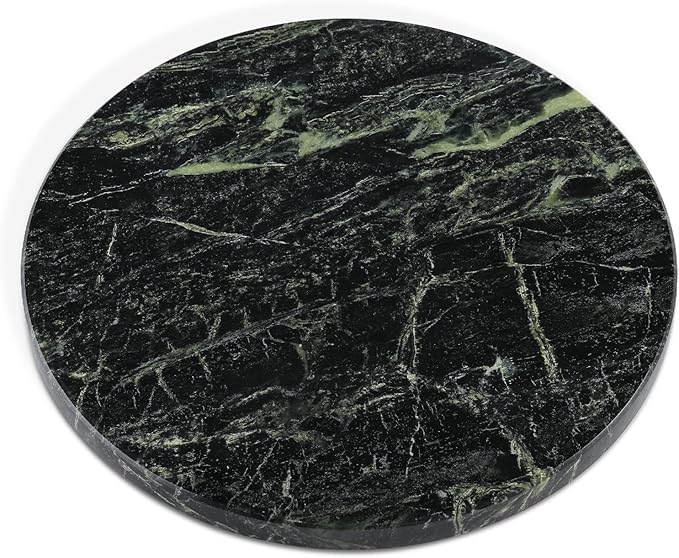 Koville Indian Natural Marble Cutting Board for Kitchen, 11inch Round Hand Crafted Marble Slab for Cheese, Charcuterie, Pastry Board - Wedding Gift, House Warming Gift(Indian Green)