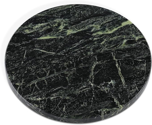 Koville Indian Natural Marble Cutting Board for Kitchen, 11inch Round Hand Crafted Marble Slab for Cheese, Charcuterie, Pastry Board - Wedding Gift, House Warming Gift(Indian Green)
