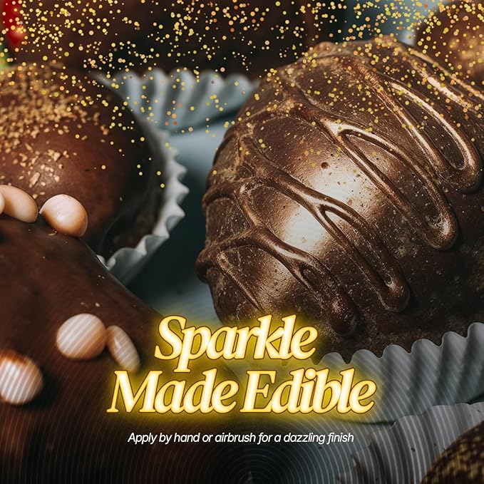BeePoint Gold Edible Glitter for Drinks 15g - Food Grade, Vibrant Color Shimmer Powdered Dust for Drinks, Cocktails, Cake Decorating, Baking, Chocolates, Candy, Sweets, & Cookies - Vegan & Gluten Free