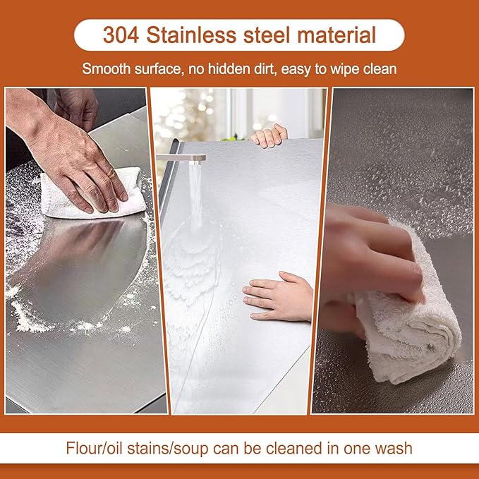 Stainless Steel Cutting Boards for Kitchen,304 Stainless Steel Chopping Boards with Lip and Non-slip silicone pad for Countertop Cutting Meats Fruits, Easy To Clean (15.7 * 27.5 * 0.06inch)