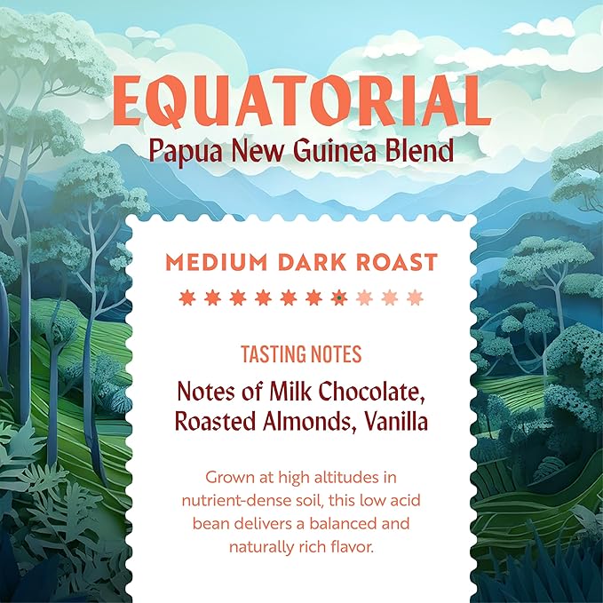 Clean Coffee Co. - Low Acid Medium-Dark Roast, Tested for Molds and Toxins, Papua New Guinea Blend, Notes of Milk Chocolate and Roasted Almonds (Ground, 12 oz Bag)