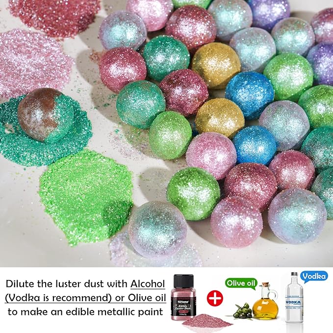 NiHome Edible Food-Grade Glimmer Powder Glitter Luster Dust Metallic Food Decorating Sprinkle Glimmery Dust for Drink Wine Beverage Cake Candy Dessert Bakery Restaurant Vegan (0.18oz/5g, Dark Red)