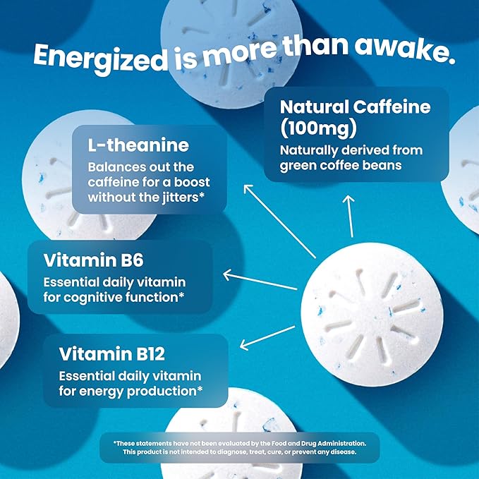 Neuro Energy & Focus Mints, Extra Strength - Sugar Free Breath Mints with 100mg Natural Caffeine, B Vitamins & L-Theanine - Vegan Brain Supplement for Exercise, Study & Daily Focus - Peppermint, 90 ct