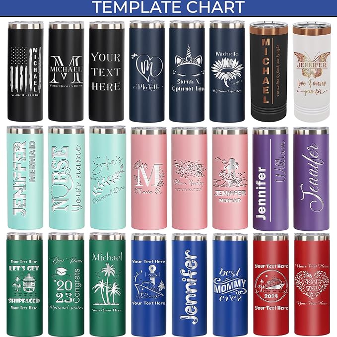 Personalized Skinny Tumbler Gift by iProductsUS - Premium 18/8 Stainless Steel with Spill-Proof Slider Lid & Straw - Customized 20oz Vacuum Insulated Coffee Mug Several Designs and 10 Colors (Green)