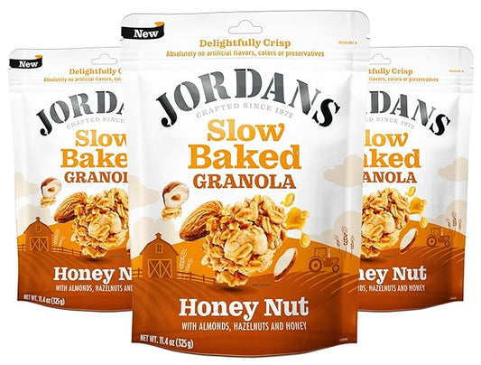 Jordans Slow Baked Granola | Honey Nut Slow-baked Granola with Almonds, Hazelnuts and Honey | No Artificial Flavors, Colors, or Preservatives, 11.4 oz (Pack of 3)