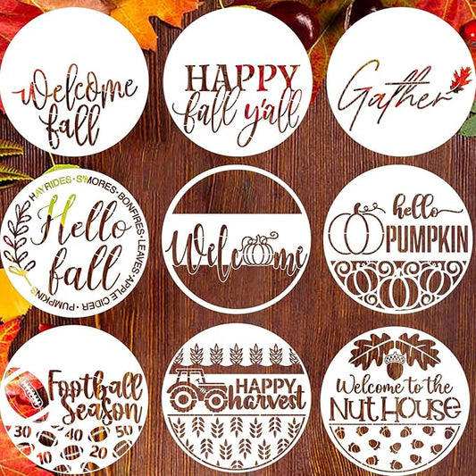 Fall Stencils 12” Hello Pumpkin Stencil Thanksgiving Stencils Autumn Gather Happy Harvest Drawing Templates for Painting on Wood Sign Doormats Door Hanger Pillow Cover