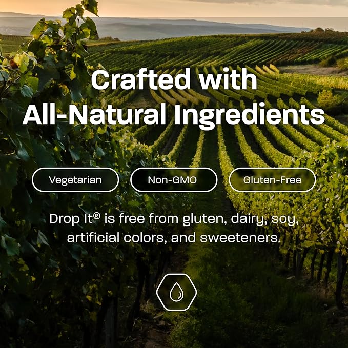 Drop It Wine Drops, Original - 10 mL, 4 Pack - Naturally Reduces Sulfites & Tannins in Red, White & Sparkling Wines - Portable, Easy to Use - Treats Up to 55 Glasses/9 Bottles of Wine Each - USA Made
