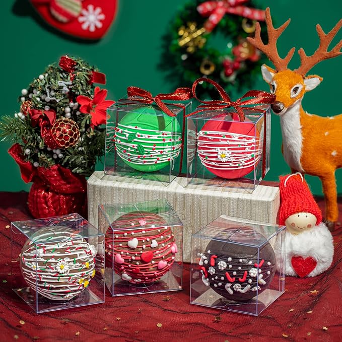 50 Pack 3" x3x3 Inch Clear Chocolate Bomb Boxes Small Gift Boxes Cupcake Boxes Candies Box Birthday Wedding Party Favor Box