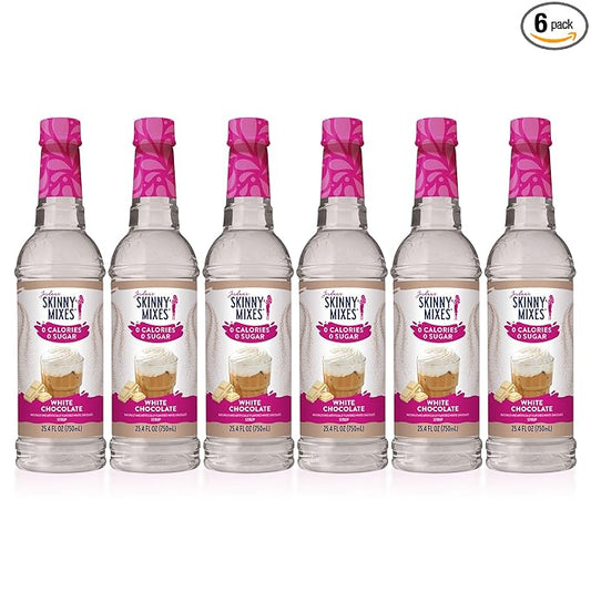 Jordan's Skinny Syrups Sugar Free Coffee Syrup, White Chocolate Flavor Mix, Zero Calorie Flavoring for Lattes, Protein Shake, Cocktail & More, Gluten Free, Keto Friendly, 25.4 Fl Oz, 6 Pack