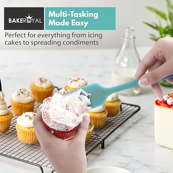 Silicone Spatula Set - 4-Piece Rubber Spatulas Silicone Heat Resistant 600°F for Everyday Task - Seamless Design Kitchen Spatulas for Nonstick Cookware - Aqua
