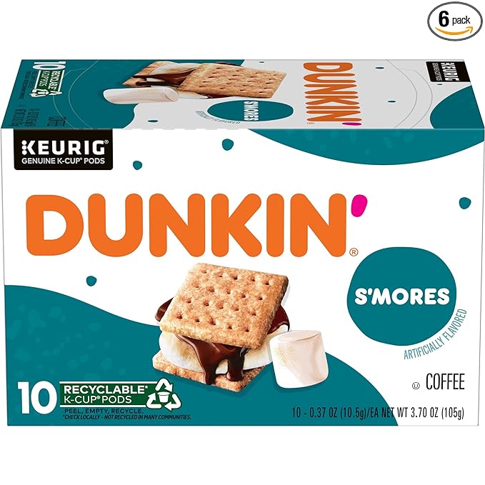 Dunkin’ Medium Roast S’mores Flavored Coffee, 60 Keurig K-Cup Pods