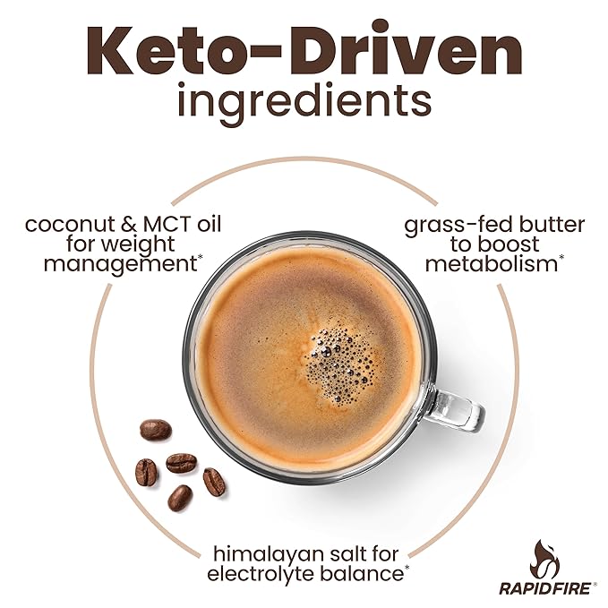 Rapid Fire Keto Creamer, Coffee Creamer with Grass Fed Butter, MCT Oil, Himalayan Pink Salt, Delicious Original Flavor, Energy Support, 2 Pack, 40 Servings