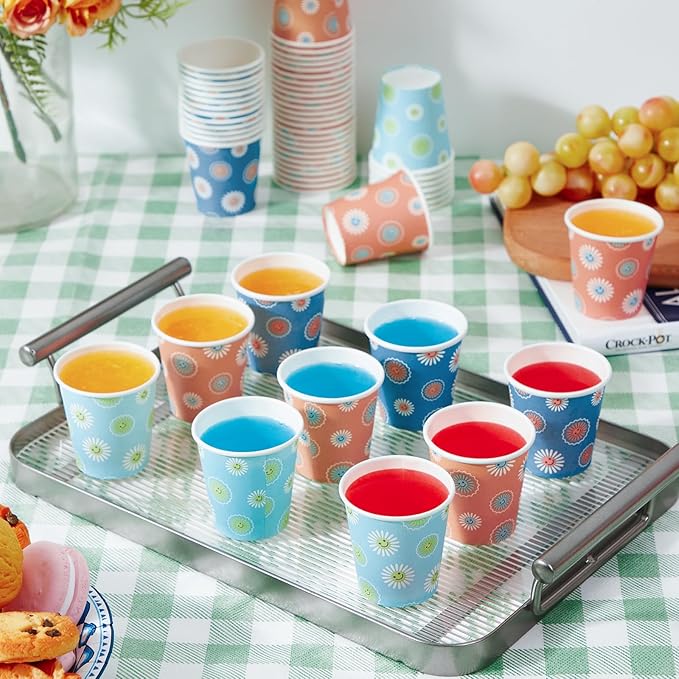 1200 Pack 3 oz Paper Cups, Disposable Bathroom Cups, Mini Mouthwash Cups, Small Cup 3 Ounce for Bathroom, Party, Picnic, BBQ, Travel(Daisy)