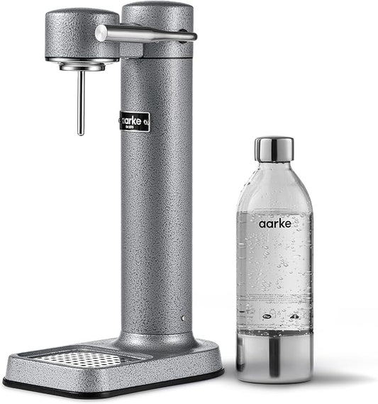 Aarke Carbonator lll, Sparkling & Carbonation Water Machine, Stainless Steel with PET BPA-Free Reusable Bottle Volume 1L/34 fl oz (Hammertone Grey)
