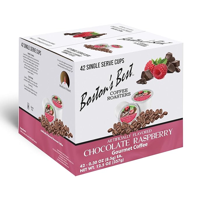 Boston’s Best - Chocolate Raspberry Flavored Coffee Medium Roast Gourmet, Compatible with Keurig Coffee Maker, 1 Count (42 Single Serve Cups)