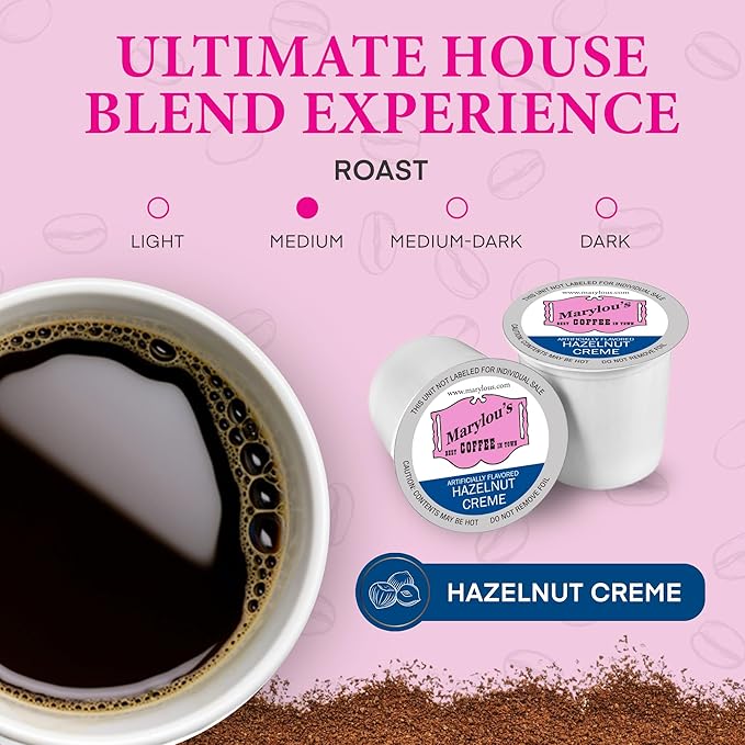Marylou's Marylou’s Coffee – Hazelnut Creme Flavored Gourmet Coffee – Single Serve Coffee Pods, Compatible with Keurig Brewers – 12 Pods