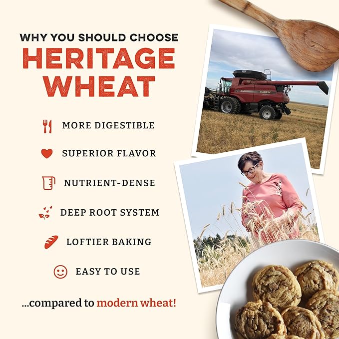 Sunrise Flour Mill Heritage Organic White Flour | USDA Organic All Purpose Flour Unbleached - Non-GMO, Kosher, Grown Without Glyphosate, High Protein for Baking, Unbromated White Wheat (80 Ounce (Pack of 1))