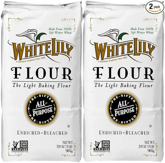 White Lily All-Purpose Bleached Wheat Flour 2 lb. (2-Pack) by White Lily