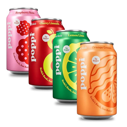 Poppi Sparkling Prebiotic Soda Beverage with Apple Cider Vinegar, Seltzer Water and Fruit Juice, Trend Setters Variety Pack, 12 Fl Oz, Pack of 12, Packaging May Vary