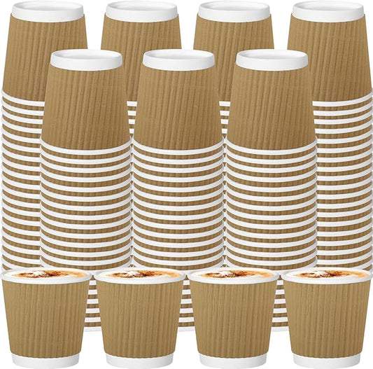 120 Pack Paper Espresso Coffee Cups, 4 oz Disposable Coffee Cups,Corrugated Insulated Ripple Wall, Paper Ripple Cup for Coffee, Hot Chocolate and Hot Tea Drinks -Champagne