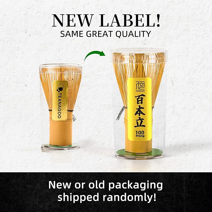 TEANAGOO Matcha Whisk Set, Bamboo Matcha Whisk (Chasen), 4 Pcs Traditional Starter Matcha Set, Scoop (Chashaku) Tea Spoon Whisk Holder, Matcha Accessory, Bamboo Whisk For Matcha Tea (100prongs)