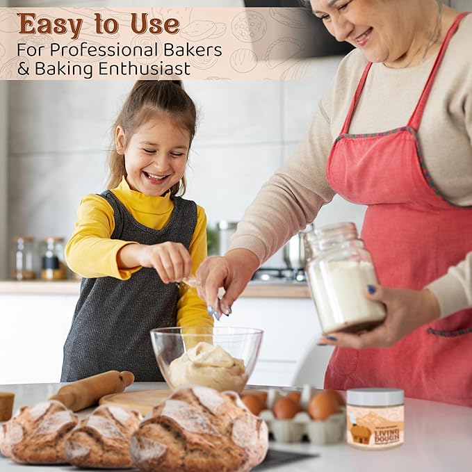 Living Dough - Italian Sourdough Starter Culture - Active & Live Organic Sourdough Starter for Baking - For Artisanal Bread, Pizza Dough, Waffles & More