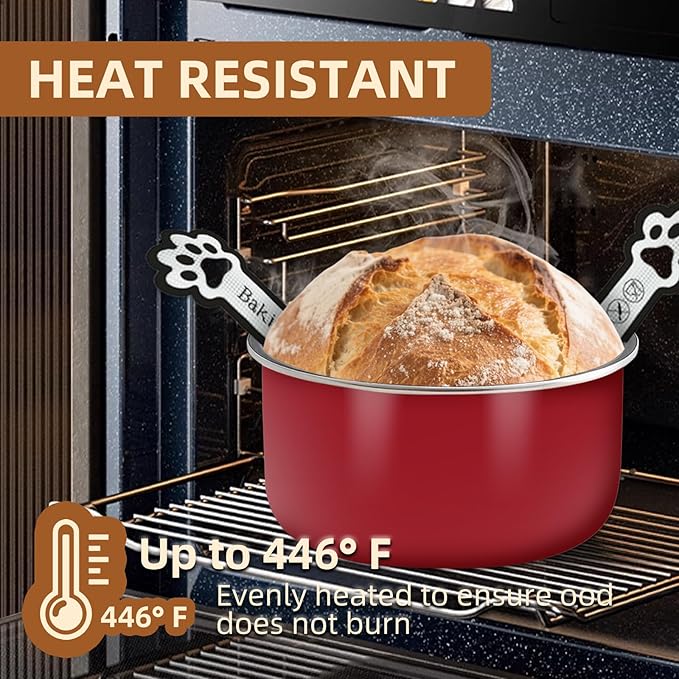 2-Pack Silicone Bread Sling for Dutch Oven – Fits 4–7 Qt Round Dutch Ovens – Heat Resistant Baking Mat with Handles, 0.7mm Thick, Oven Safe up to 446°F
