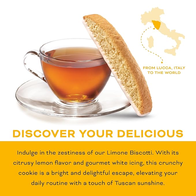 Nonni's Limone Lemon-Iced Biscotti Cookies – Individually Wrapped Italian Tea-Time Snack, Crunchy Twice-Baked, 110 Cal Each, 21.5 oz Carton