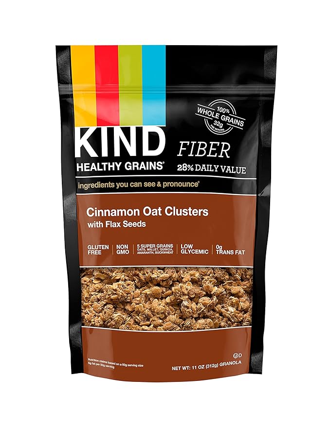 KIND Healthy Grains Clusters, Cinnamon Granola, Healthy Snacks, Gluten Free, 3 Count