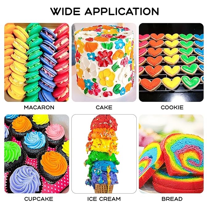 Gel Food Coloring 24 Colors x 0.35 oz Concentrated Gel Based Food Dye Vibrant Icing Colors Neon Food Coloring for Baking Cake Decorating Cookies Fondant, 10g / Bottle