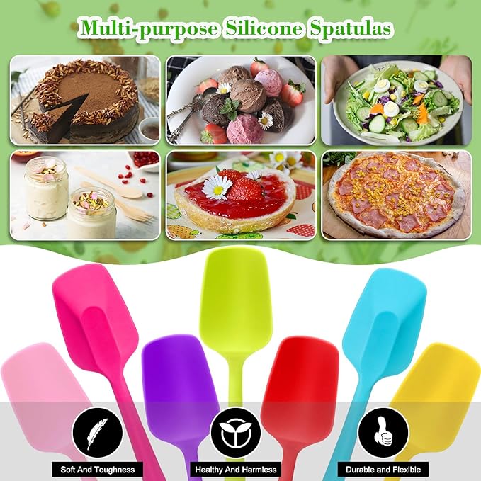 Patelai Silicone Spatulas, 7 Pieces 8.2 Inch Small Rubber Spoon Non Stick Kitchen Spatulas Heat Resistant Flexible Scrapers Baking Tool for Cooking, Mixing, Baking Tools