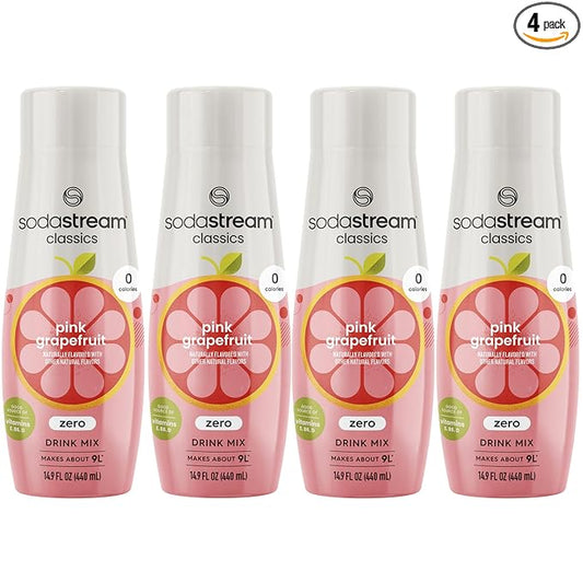SodaStream Pink Grapefruit Zero Calorie, 14.8 Fl Oz (Pack of 4)
