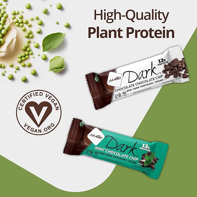 NuGo Dark Peanut Butter Cup, 12g Protein Bar, Vegan, Gluten Free, Non-GMO, Kosher Pareve, 24 Count