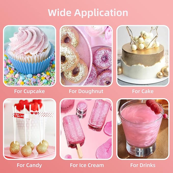 Edible Glitter Spray - 3/4oz Luster Dust Edible Food Grade Glitter Shimmer Dust Powder for Cocktails, Drinks, Cake Decorating - Metallic Food Coloring Powder for Wine, Candy, Cookie, Icing (Black)