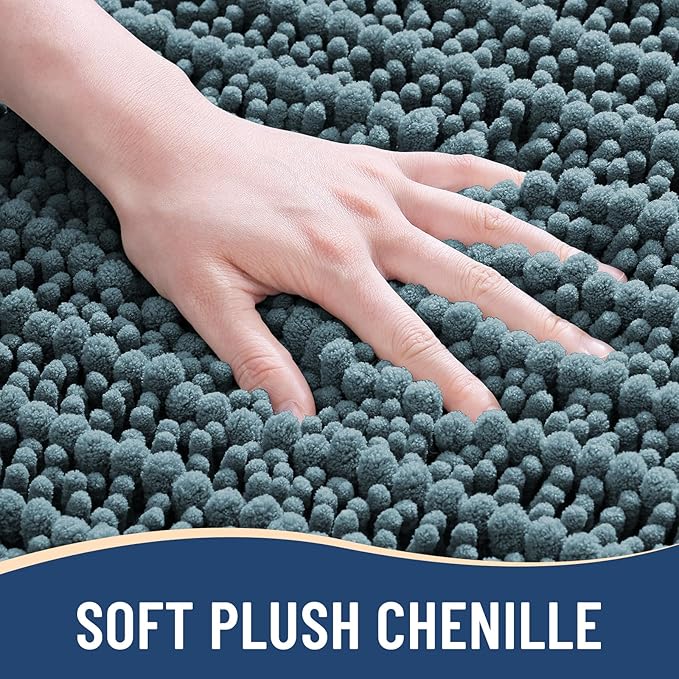Arotive Luxury Chenille Bathroom Rug Mat, Extra Soft Thick Absorbent Shaggy Bath Rugs, Non-Slip Machine Wash Dry, Plush Bath Mats for Bathroom, Shower and Tub, 30x20, Smoky Gray