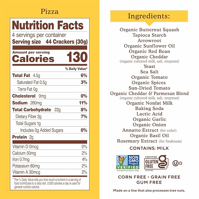 Simple Mills Pop Mmms Baked Snack Crackers, Pizza, Nothing Artificial, Kosher, Gluten Free & Non-GMO, 4 Ounce (Pack of 6)