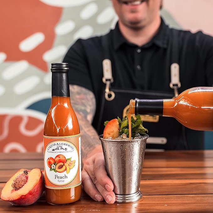 Liquid Alchemist Peach Syrup for Drinks - Real Ingredients Make the Perfect Summer Cocktail or Margarita Mix - Our Peach Flavoring Syrup is Non-GMO & Vegan (25 oz)