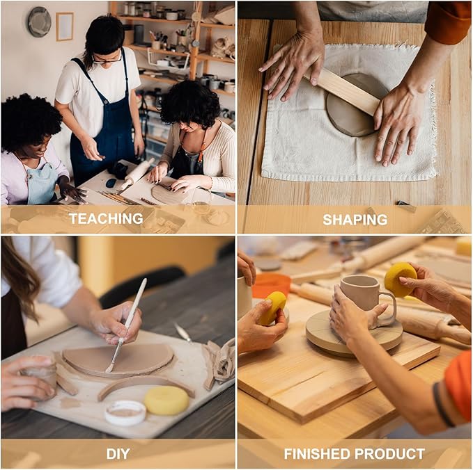 MECCANIXITY 8Pcs Pottery Teaching Rolling Mud Stick Guides, 13" x 0.8" Wood Clay Roller 3 5 7 10mm Thick Ceramic Tools Strips Rolling Guides for Clay Thickness DIY Craft