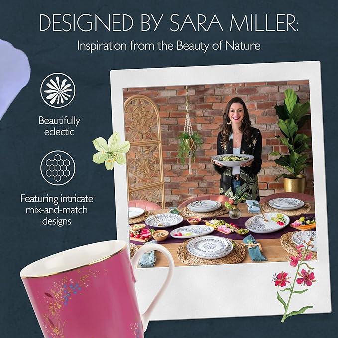 Portmeirion Sara Miller Chelsea 12oz Tea Cup, Pink - Fine China Coffee Mug with Hummingbirds Motif - Elegant Tea Party Cup for Afternoon Tea Moments - Great Gift for Her/Mother