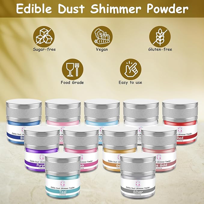 Glitter & Glitz Edible Glitter for Drinks - Premium Drink Glitter Edible Dust for Cocktails, Baking, Brew, Champagne - Luster Dust and Cocktail Glitter - Edible Glitter for Drinks Decoration