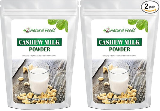 Z Natural Foods Cashew Milk Powder, Cashew Milk for Healthy Heart, Bones, and Skin, Ideal for Tea, Smoothies, and Recipes, High in Fiber, Non-GMO, Vegan, Gluten-Free, Kosher, 1 lb. (Pack of 2)